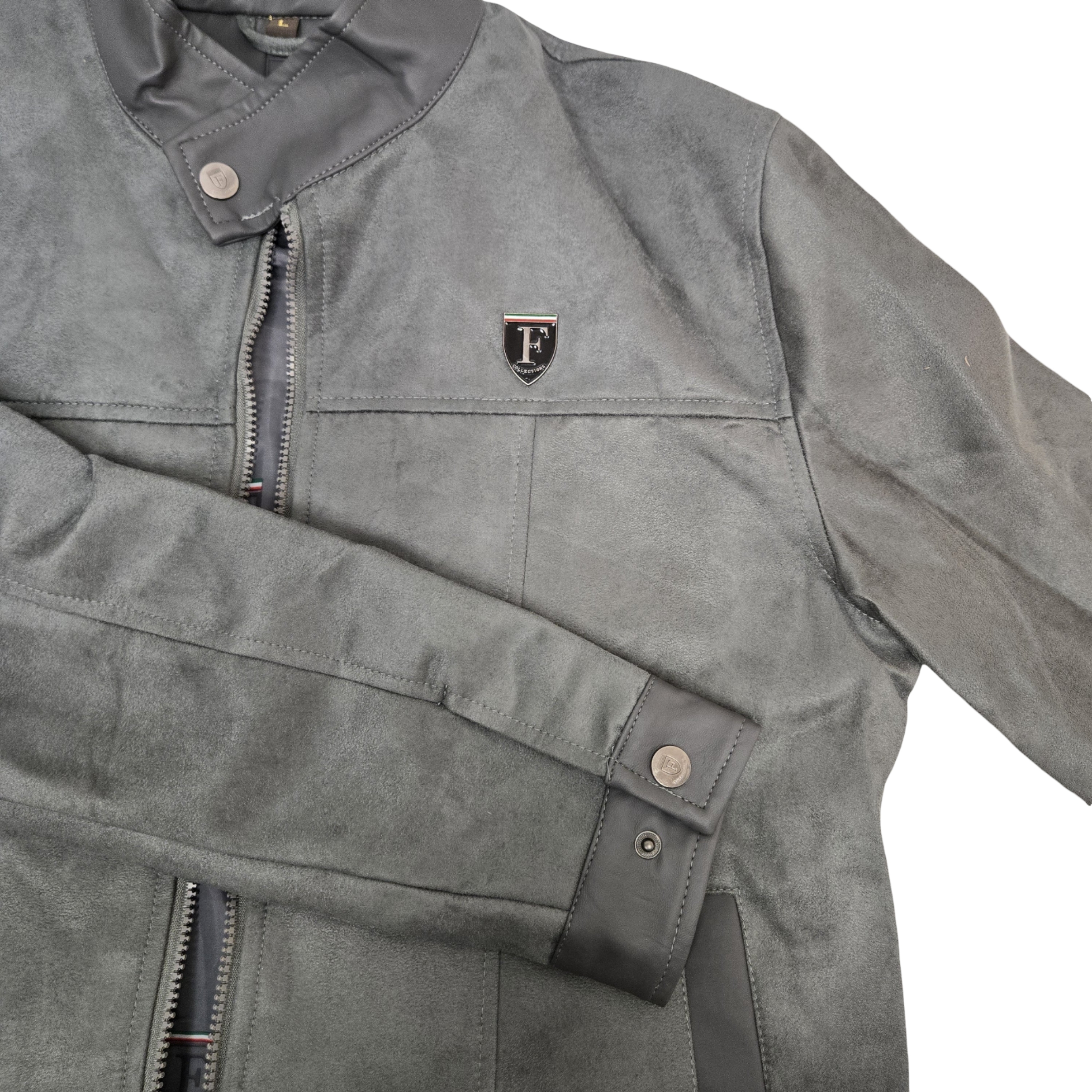 Men's Gray Faux Leather Jacket